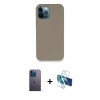 MARSİLYAN™- iPhone 12 Pro Max Kılıf Zirve Modern Özel Seri - Siyah 3D Antistatik Cam Ekran Koruyucu + Neon Fosforlu Kamera Lens - MI