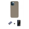 MARSİLYAN™- iPhone 12 Pro Max Kılıf Zirve Modern Özel Seri - Siyah 3D Antistatik Hayalet Cam Ekran Koruyucu + Metal Kamera Lens Koruma Cam - GD