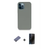 MARSİLYAN™- iPhone 12 Pro Max Kılıf Zirve Modern Özel Seri - Siyah 3D Antistatik Hayalet Cam Ekran Koruyucu + Metal Kamera Lens Koruma Cam - GD