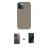 MARSİLYAN™- iPhone 12 Pro Max Kılıf Zirve Modern Özel Seri - Siyah 3D Antistatik Hayalet Cam Ekran Koruyucu + Neon Fosforlu Kamera Lens - TU