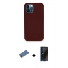 MARSİLYAN™- iPhone 12 Pro Max Kılıf Zirve Modern Özel Seri - Siyah 3D Antistatik Hayalet Cam Ekran Koruyucu + Shine Kamera Lens Koruma Cam - GD