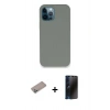 MARSİLYAN™- iPhone 12 Pro Max Kılıf Zirve Modern Özel Seri - Siyah 3D Antistatik Hayalet Cam Ekran Koruyucu + Shine Kamera Lens Koruma Cam - SABE