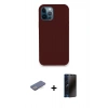 MARSİLYAN™- iPhone 12 Pro Max Kılıf Zirve Modern Özel Seri - Siyah 3D Antistatik Hayalet Cam Ekran Koruyucu + Renkli Kamera Lens Koruma Cam - MI