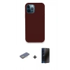 MARSİLYAN™- iPhone 12 Pro Max Kılıf Zirve Modern Özel Seri - Siyah 3D Antistatik Hayalet Cam Ekran Koruyucu + Renkli Kamera Lens Koruma Cam - SI