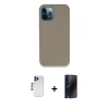 MARSİLYAN™- iPhone 12 Pro Max Kılıf Zirve Modern Özel Seri - Siyah 3D Antistatik Hayalet Cam Ekran Koruyucu + Shine Kamera Lens - LT