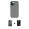 MARSİLYAN™- iPhone 12 Pro Max Kılıf Zirve Modern Özel Seri - Siyah 3D Antistatik Hayalet Cam Ekran Koruyucu + Neon Fosforlu Kamera Lens - TU