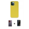 MARSİLYAN™- iPhone 12 Pro Max Kılıf Zirve Modern Özel Seri - Siyah 3D Antistatik Hayalet Cam Ekran Koruyucu + Neon Fosforlu Kamera Lens - TU