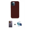MARSİLYAN™- iPhone 12 Pro Max Kılıf Zirve Modern Özel Seri - Siyah 3D Antistatik Seramik Nano Ekran Koruyucu + Neon Fosforlu Kamera Lens - SI