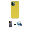 MARSİLYAN™- iPhone 12 Pro Max Kılıf Zirve Modern Özel Seri - Siyah 3D Antistatik Seramik Nano Ekran Koruyucu + Neon Fosforlu Kamera Lens - SI
