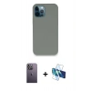 MARSİLYAN™- iPhone 12 Pro Max Kılıf Zirve Modern Özel Seri - Siyah 3D Antistatik Seramik Nano Ekran Koruyucu + Neon Fosforlu Kamera Lens - BZ
