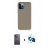 MARSİLYAN™- iPhone 12 Pro Max Kılıf Zirve Modern Özel Seri - Siyah 3D Antistatik Seramik Nano Ekran Koruyucu + Neon Fosforlu Kamera Lens - BZ