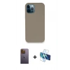 MARSİLYAN™- iPhone 12 Pro Max Kılıf Zirve Modern Özel Seri - Siyah 3D Antistatik Seramik Nano Ekran Koruyucu + Neon Fosforlu Kamera Lens - SI
