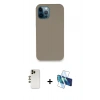 MARSİLYAN™- iPhone 12 Pro Max Kılıf Zirve Modern Özel Seri - Siyah 3D Antistatik Seramik Nano Ekran Koruyucu + Shine Kamera Lens - GD