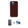 MARSİLYAN™- iPhone 12 Pro Max Kılıf Zirve Modern Özel Seri - Siyah 3D Antistatik Seramik Nano Ekran Koruyucu + Neon Fosforlu Kamera Lens - BZ
