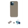 MARSİLYAN™- iPhone 12 Pro Max Kılıf Zirve Modern Özel Seri - Siyah 3D Antistatik Seramik Nano Ekran Koruyucu + Shine Kamera Lens Koruma Cam - SABE