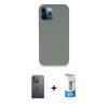 MARSİLYAN™- iPhone 12 Pro Max Kılıf Zirve Modern Özel Seri - Siyah 5D Eko Cam Ekran Koruyucu + Beyaz Neon Fosforlu Kamera Lens