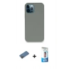MARSİLYAN™- iPhone 12 Pro Max Kılıf Zirve Modern Özel Seri - Siyah 5D Eko Cam Ekran Koruyucu + Gold Shine Kamera Lens Koruma Cam