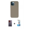 MARSİLYAN™- iPhone 12 Pro Max Kılıf Zirve Modern Özel Seri - Siyah 5D Eko Cam Ekran Koruyucu + Neon Fosforlu Kamera Lens - TU