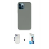 MARSİLYAN™- iPhone 12 Pro Max Kılıf Zirve Modern Özel Seri - Siyah 5D Eko Cam Ekran Koruyucu + Shine Kamera Lens - LT