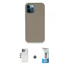 MARSİLYAN™- iPhone 12 Pro Max Kılıf Zirve Modern Özel Seri - Siyah 5D Eko Cam Ekran Koruyucu + Shine Kamera Lens - LT