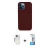 MARSİLYAN™- iPhone 12 Pro Max Kılıf Zirve Modern Özel Seri - Siyah 5D Eko Cam Ekran Koruyucu + Shine Kamera Lens - LT
