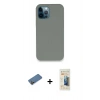 MARSİLYAN™- iPhone 12 Pro Max Kılıf Zirve Modern Özel Seri - Siyah 6D Mat Seramik Hayalet Nano Ekran Koruyucu + Shine Kamera Lens Koruma Cam - GD