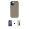 MARSİLYAN™- iPhone 12 Pro Max Kılıf Zirve Modern Özel Seri - Siyah 6D Mat Seramik Hayalet Nano Ekran Koruyucu + Neon Fosforlu Kamera Lens - MI