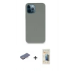 MARSİLYAN™- iPhone 12 Pro Max Kılıf Zirve Modern Özel Seri - Siyah 6D Mat Seramik Hayalet Nano Ekran Koruyucu + Renkli Kamera Lens Koruma Cam - MI