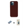 MARSİLYAN™- iPhone 12 Pro Max Kılıf Zirve Modern Özel Seri - Siyah 6D Mat Seramik Hayalet Nano Ekran Koruyucu + Shine Kamera Lens Koruma Cam - PE