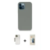 MARSİLYAN™- iPhone 12 Pro Max Kılıf Zirve Modern Özel Seri - Siyah 6D Mat Seramik Hayalet Nano Ekran Koruyucu + Shine Kamera Lens - GD