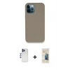 MARSİLYAN™- iPhone 12 Pro Max Kılıf Zirve Modern Özel Seri - Siyah 6D Mat Seramik Hayalet Nano Ekran Koruyucu + Shine Kamera Lens - LT