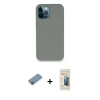 MARSİLYAN™- iPhone 12 Pro Max Kılıf Zirve Modern Özel Seri - Siyah 6D Mat Seramik Hayalet Nano Ekran Koruyucu + Shine Kamera Lens Koruma Cam - PE