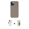 MARSİLYAN™- iPhone 12 Pro Max Kılıf Zirve Modern Özel Seri - Siyah 6D Mat Seramik Hayalet Nano Ekran Koruyucu + Shine Kamera Lens - GD