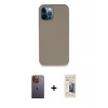MARSİLYAN™- iPhone 12 Pro Max Kılıf Zirve Modern Özel Seri - Siyah 6D Mat Seramik Hayalet Nano Ekran Koruyucu + Neon Fosforlu Kamera Lens - SI