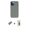 MARSİLYAN™- iPhone 12 Pro Max Kılıf Zirve Modern Özel Seri - Siyah 6D Mat Seramik Hayalet Nano Ekran Koruyucu + Siyah Shine Kamera Lens Koruma Cam