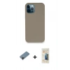 MARSİLYAN™- iPhone 12 Pro Max Kılıf Zirve Modern Özel Seri - Siyah 6D Mat Seramik Hayalet Nano Ekran Koruyucu + Siyah Shine Kamera Lens Koruma Cam
