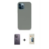 MARSİLYAN™- iPhone 12 Pro Max Kılıf Zirve Modern Özel Seri - Siyah 6D Mat Seramik Hayalet Nano Ekran Koruyucu + Neon Fosforlu Kamera Lens - BZ