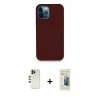 MARSİLYAN™- iPhone 12 Pro Max Kılıf Zirve Modern Özel Seri - Siyah 6D Mat Seramik Hayalet Nano Ekran Koruyucu + Shine Kamera Lens - GD