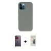 MARSİLYAN™- iPhone 12 Pro Max Kılıf Zirve Modern Özel Seri - Siyah 6D Mat Seramik Hayalet Nano Ekran Koruyucu + Neon Fosforlu Kamera Lens - TU
