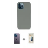 MARSİLYAN™- iPhone 12 Pro Max Kılıf Zirve Modern Özel Seri - Siyah 6D Mat Seramik Hayalet Nano Ekran Koruyucu + Neon Fosforlu Kamera Lens - MI