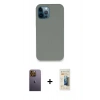 MARSİLYAN™- iPhone 12 Pro Max Kılıf Zirve Modern Özel Seri - Siyah 6D Mat Seramik Hayalet Nano Ekran Koruyucu + Neon Fosforlu Kamera Lens - SI