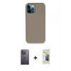 MARSİLYAN™- iPhone 12 Pro Max Kılıf Zirve Modern Özel Seri - Siyah 6D Mat Seramik Hayalet Nano Ekran Koruyucu + Neon Fosforlu Kamera Lens - BZ