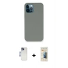 MARSİLYAN™- iPhone 12 Pro Max Kılıf Zirve Modern Özel Seri - Siyah 6D Mat Seramik Hayalet Nano Ekran Koruyucu + Shine Kamera Lens - LT