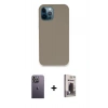 MARSİLYAN™- iPhone 12 Pro Max Kılıf Zirve Modern Özel Seri - Siyah Bilvis Hayalet Cam Ekran Koruyucu + Neon Fosforlu Kamera Lens - BZ