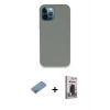 MARSİLYAN™- iPhone 12 Pro Max Kılıf Zirve Modern Özel Seri - Siyah Bilvis Hayalet Cam Ekran Koruyucu + Shine Kamera Lens Koruma Cam - GS