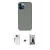 MARSİLYAN™- iPhone 12 Pro Max Kılıf Zirve Modern Özel Seri - Siyah Bilvis Hayalet Cam Ekran Koruyucu + Shine Kamera Lens - LT