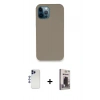 MARSİLYAN™- iPhone 12 Pro Max Kılıf Zirve Modern Özel Seri - Siyah Bilvis Hayalet Cam Ekran Koruyucu + Shine Kamera Lens - LT
