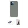 MARSİLYAN™- iPhone 12 Pro Max Kılıf Zirve Modern Özel Seri - Siyah Bilvis Hayalet Cam Ekran Koruyucu + Renkli Kamera Lens Koruma Cam - MI