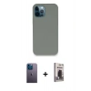 MARSİLYAN™- iPhone 12 Pro Max Kılıf Zirve Modern Özel Seri - Siyah Bilvis Hayalet Cam Ekran Koruyucu + Neon Fosforlu Kamera Lens - MI