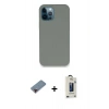 MARSİLYAN™- iPhone 12 Pro Max Kılıf Zirve Modern Özel Seri - Siyah Bilvis Hayalet Cam Ekran Koruyucu + Metal Kamera Lens Koruma Cam - KI